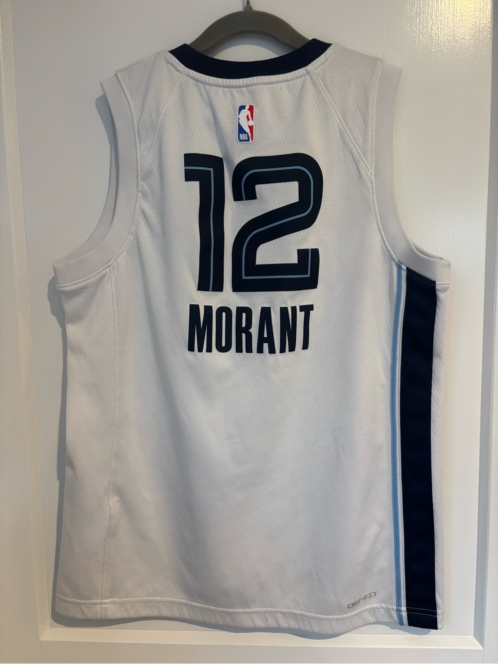 Ja Morant NBA White and Navy Dri-FIT Jersey